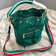 Miu Miu Leather Bucket Bag 5BE027 Green 2018