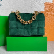 Bottega Veneta The Chain Cassette Cross-body Bag in Suede Cashmere Emerald Green 2021