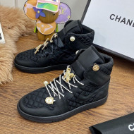 Chanel x Nike Air Jordan Calfskin High-Top Sneakers with Pearl and Silk Laces Black 2021