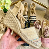 Dior Granville Wedge Espadrilles Multicolor Metallic Thread Embroidered Cotton 2021