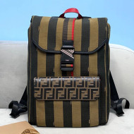 Fendi Men's Striped Backpack Brown/Black 2021