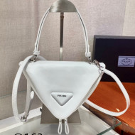 Prada Signaux Leather Triangle Mini Bag 1BA315 White 2021