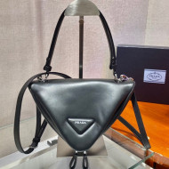 Prada Signaux Leather Triangle Mini Bag 1BA315 Black 2021