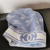 Chanel Cotton Knit Logo Hat Blue 2020