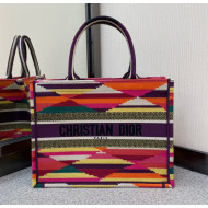 Dior Small Book Tote Bag in Multicolor Rhombus Embroidery 2021