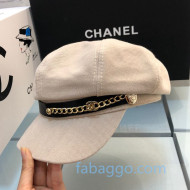 Chanel Canvas Hat with Chain Charm White 2020