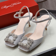 Roger Vivier Glitter Sandals 6.6cm Silver 2021