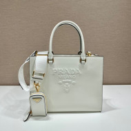 Prada Medium Saffiano Leather Handbag 1BA337 White 202