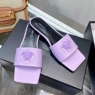 Versace Lambskin Flat Side Sandals Purple 2022 032637