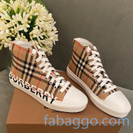 Burberry Classic Check High-Top Sneakers with Side Logo 2020