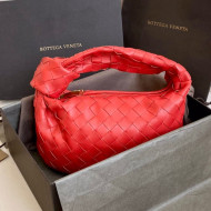 Bottega Veneta Mini BV Jodie Hobo Bag in Woven Lambskin Red 2020