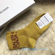 Balenciaga Logo Short Socks Gold 01 2020