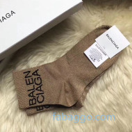 Balenciaga Logo Short Socks Brown 04 2020