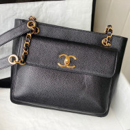 Chanel Grained Calfskin Tote Bag Long Strap AS6706 Black 2022 