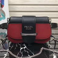 Prada Sidonie Leather Belt Bag 1BL021 Black/Red 2019