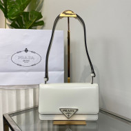 Prada Brushed Leather Shoulder Bag 1BD321 White 2022