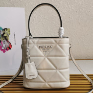 Prada Spectrum Quilted Leather Bucket Bag 1BA319 White 2021