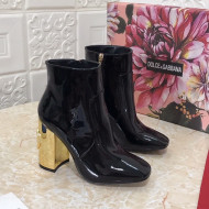 Dolce & Gabbana DG Patent Leather Heel 10.5cm Ankle Boots Black 2021