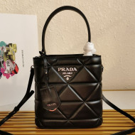 Prada Spectrum Quilted Leather Bucket Bag 1BA319 Black 2021