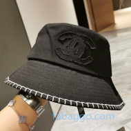 Chanel CC Canvas Bucket with Stitch Brim Hat Black 2020 