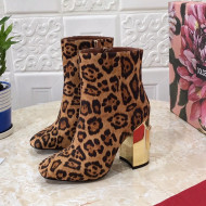 Dolce & Gabbana DG Leopard Print Heel 10.5cm Ankle Boots Brown 2021