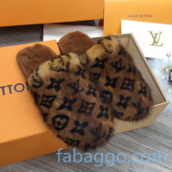 Louis Vuitton Monogram Mink Fur and Wool Homey Flats Mules Brown 02 2020