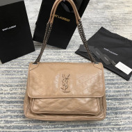 Saint Laurent Niki Large Chain Bag in Crinkled Leather 498830 Apricot 2021