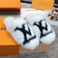 Louis Vuitton LV Mink Fur and Wool Homey Flats Mules White 2020