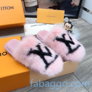 Louis Vuitton LV Mink Fur and Wool Homey Flats Mules Pink 2020