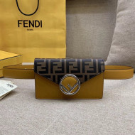 Fendi FF Leather Belt Bag Black With Chain Yellow 2018