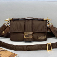 Fendi Men's Baguette Porter Nylon Medium Shoulder Bag/Belt Bag Coffee Brown 2021