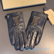 Burberry BT Lambskin and Cashmere Gloves 15 Black/Gold 2020