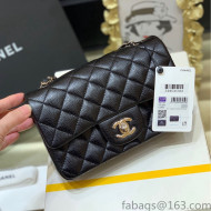 Chanel Grained Calfskin Mini Classic Flap Bag Black/Silver A01116 Original Quality 2022