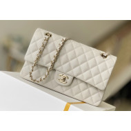 Chanel Haas Grained Calfskin Medium Classic Flap Bag A01112 Off-white/Light Gold 2021(Original Quality)