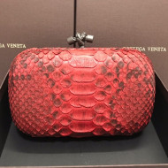 Bottega Veneta Knot Clutch in Pythonskin Calfskin Red 2021 10