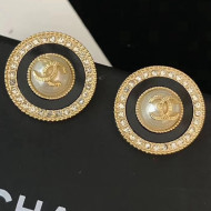 Chanel Round Studs Earrings 10 Black/Gold 2019