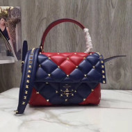 Valentino Medium V Inlay Candystud Stripes Top Handle Bag Red/Blue 2018