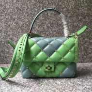 Valentino Medium V Inlay Candystud Stripes Top Handle Bag Green/Blue 2018