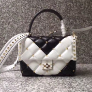 Valentino Medium V Inlay Candystud Top Handle Bag Black/White 2018