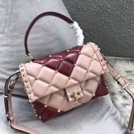 Valentino Medium V Inlay Candystud Top Handle Bag Pink/Red 2018