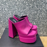 Versace Calfskin Platform Slide Sandals 15.5cm Fuchsia Pink 2022 23