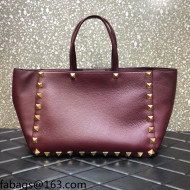 Valentino Roman Stud Tote Bag in Grainy Calfskin Burgundy 2021 0066