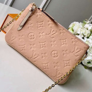 Louis Vuitton Monogram Empreinte Leather Pochette Double Zip Clutch M63919 Beige/Doré 2019