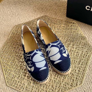 Chanel Print Espadrilles Navy Blue 2021 112302