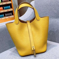 Hermes Picotin Lock 18cm/22cm in Clemence Leather with Gold Hardware All Amber Yellow (All Handmade)