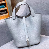 Hermes Picotin Lock 18cm/22cm in Clemence Leather with Silver Hardware Seagull Grey (All Handmade)