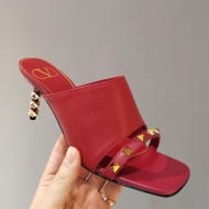 Valentino Roman Stud Lambskin Heel Mules 7cm Red 2021