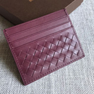 Bottega Veneta Woven Credit Card Case/Holder Burgundy 2021