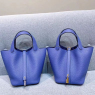 Hermes Picotin Lock 18cm/22cm in Clemence Leather with Silver/Gold Hardware Violet Blue (All Handmade)