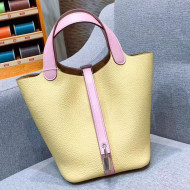 Hermes Picotin Lock 18cm/22cm in Clemence and Swift Leather with Silver Hardware Yellow/Pink (All Handmade)